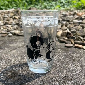 Vintage Swanky Swig  Animal Kraft Cheese Juice Glass Black Ducks and Horses